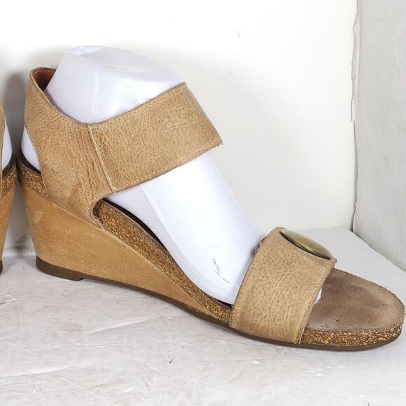 Taos Women’s Carousel 2 EU41 US 10-10,5 Tan Leather Wedge Strappy Sandal Shoes - Picture 7 of 16